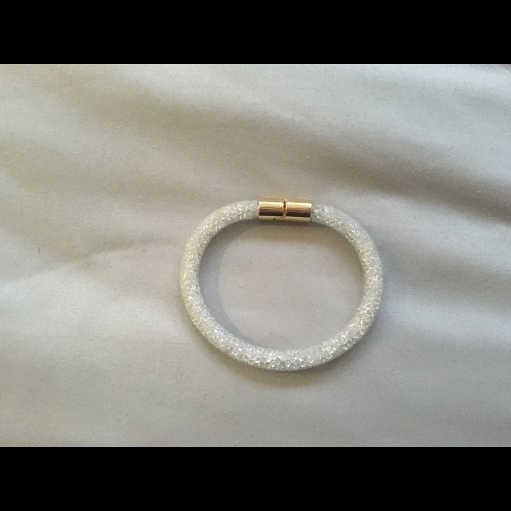 Swarovski crystal bracelet, white with gold clasp